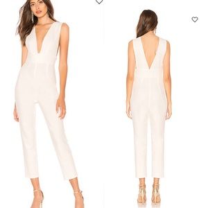 NWT White Deep V Jumpsuit- By the way.